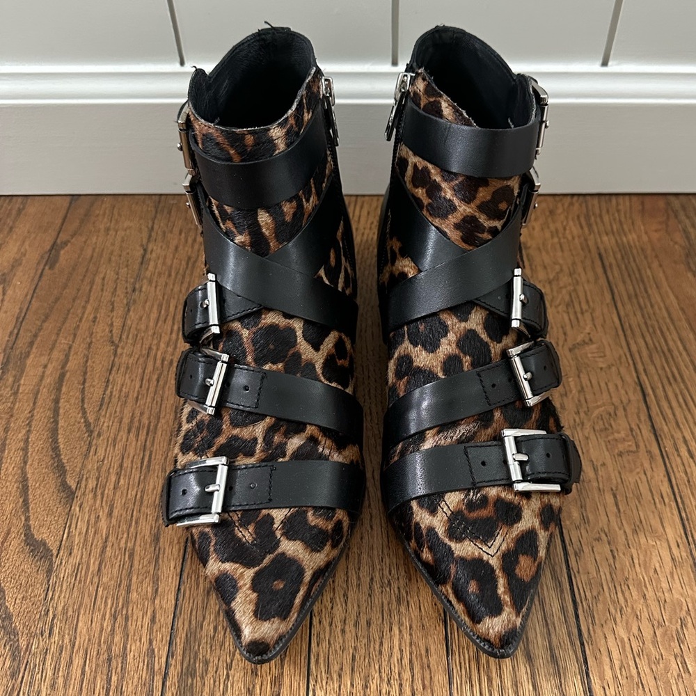 ASH Leopard & Buckle Ankle Boots
Size 7